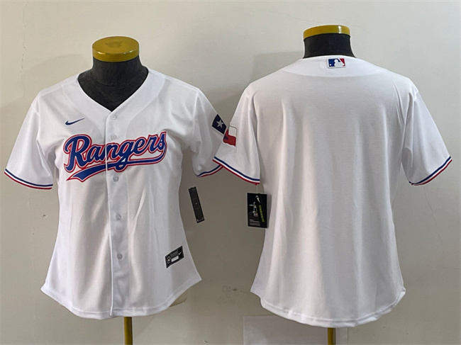 Women's Texas Rangers Blank White With Patch Stitched Baseball Jersey(Run Small)